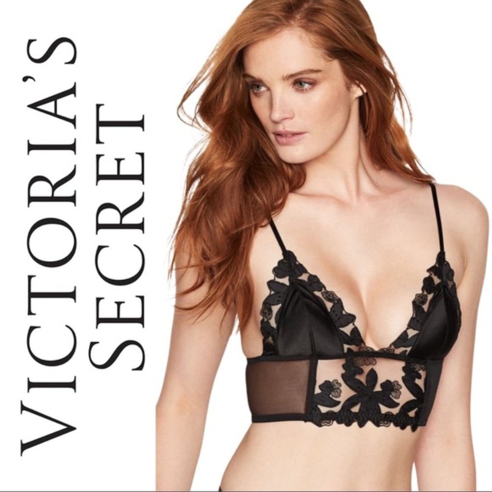 Victoria's Secret VERY SEXY Floral Embroidered Long Line Bra NWT
